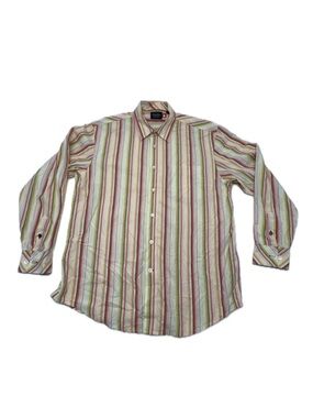 Indigo Palms Striped Long-Sleeve Casual Button-Down Shirt Size Large